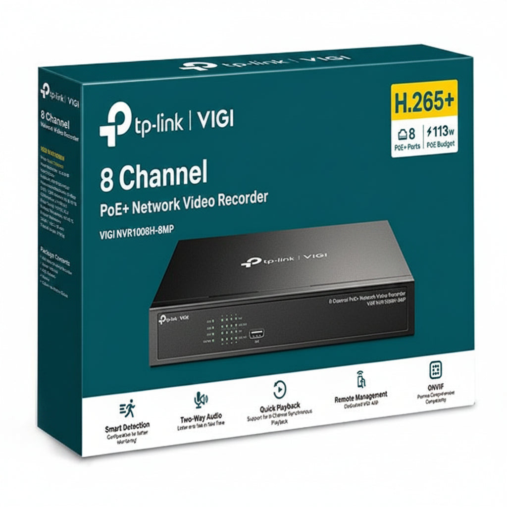 TP-Link VIGI NVR1008H-8MP 8-Channel PoE Network Video Recorder