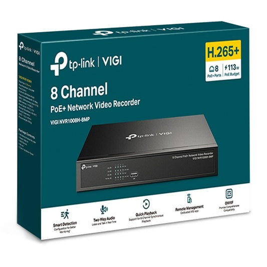 TP-Link VIGI NVR1008H-8MP 8-Channel PoE Network Video Recorder